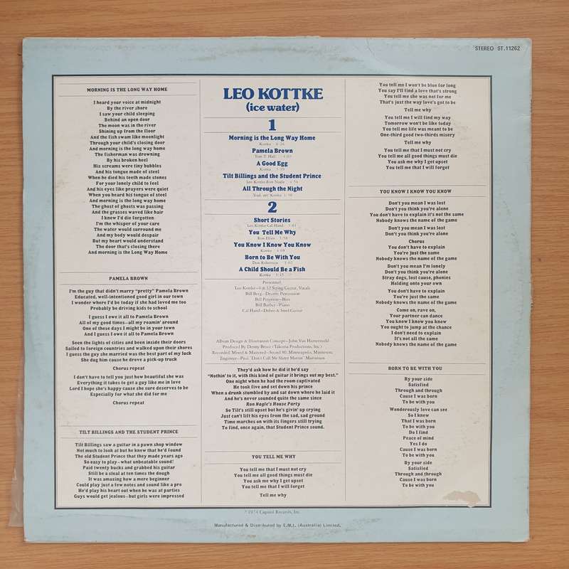Leo Kottke  Ice Water - Vinyl LP Record  - Very-Good+ Quality (VG+)