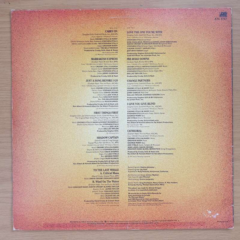 Crosby, Stills & Nash  Replay - Vinyl LP Record  - Very-Good+ Quality (VG+)