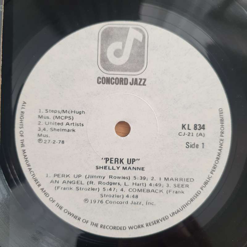 Shelly Manne  "Perk Up" - Vinyl LP Record  - Very-Good+ Quality (VG+)
