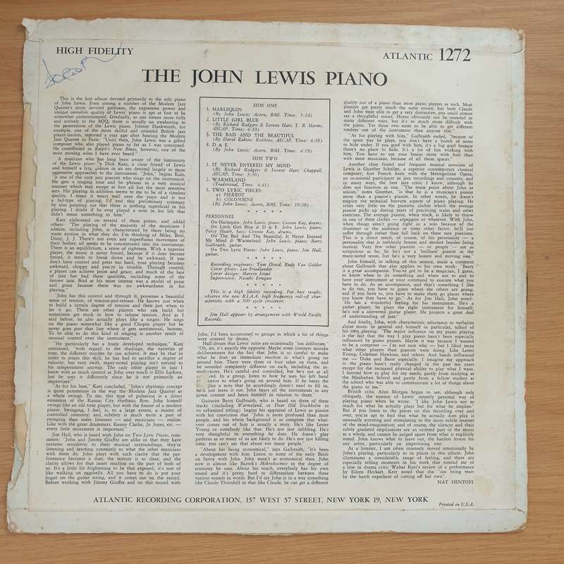 John Lewis  The John Lewis Piano - Vinyl LP Record - Very-Good- Quality (VG-) (minus)