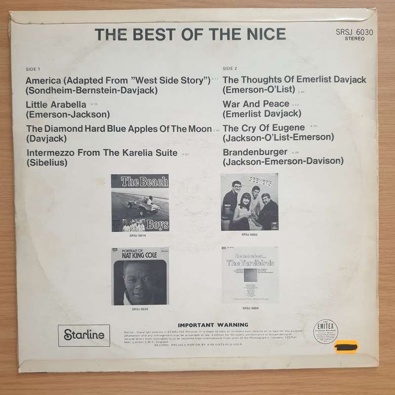The Nice  The Best Of The Nice - Vinyl LP Record  - Very-Good+ Quality (VG+)