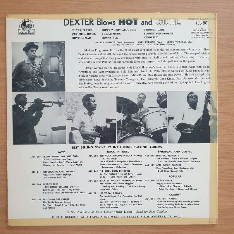 Dexter Gordon Featuring Carl Perkins  Dexter Blows Hot And Cool - Vinyl LP Record - Very-Good ...