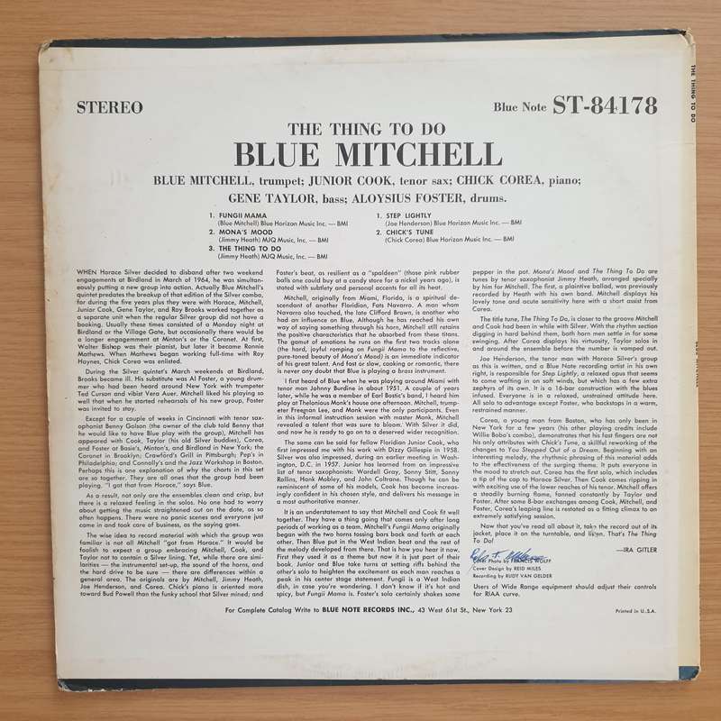 Blue Mitchell  The Thing To Do - Vinyl LP Record - Very-Good Quality (VG) (vgood)