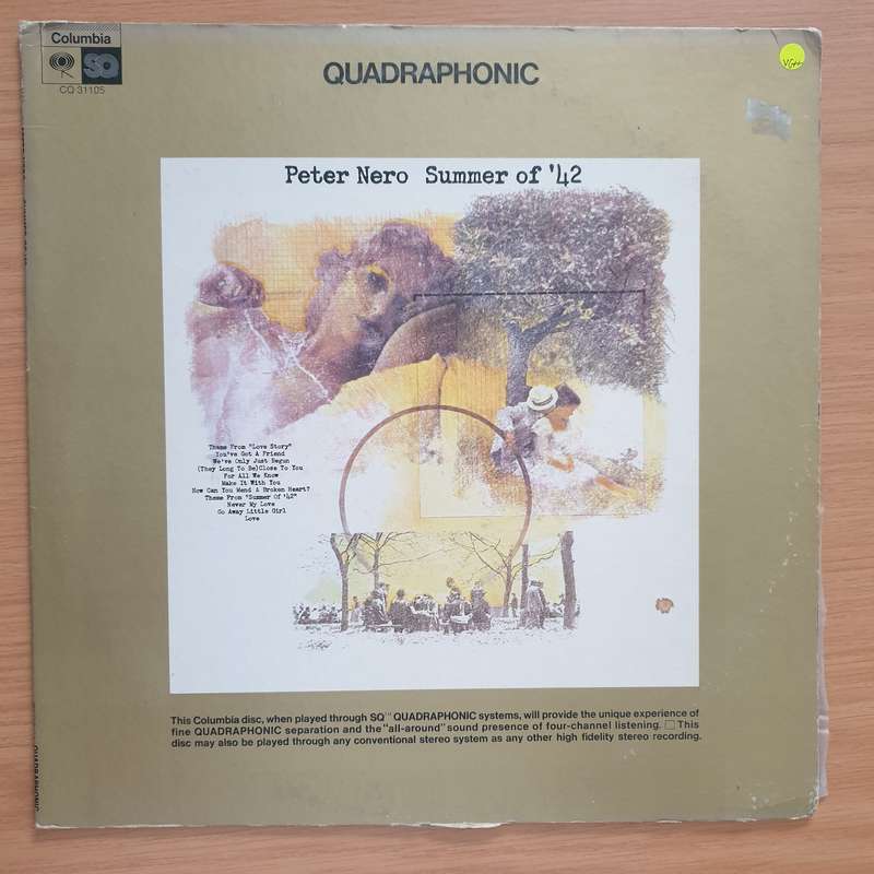 Peter Nero  Summer Of '42 - Quadraphonic - Vinyl LP Record - Very-Good+ Quality (VG+) (verygoo...