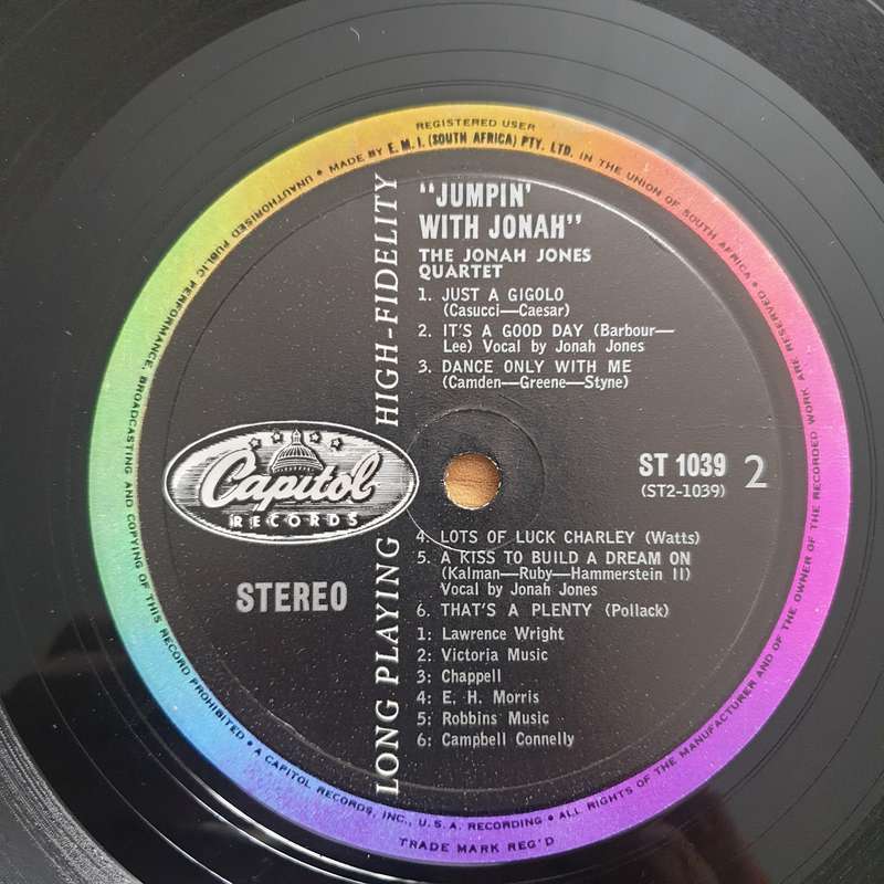 The Jonah Jones Quartet  Jumpin' With Jonah  Vinyl LP Record - Very-Good+ Quality (VG+) (ve...