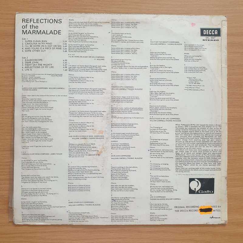 The Marmalade  Reflections Of The Marmalade  Vinyl LP Record - Very-Good+ Quality (VG+) (ve...