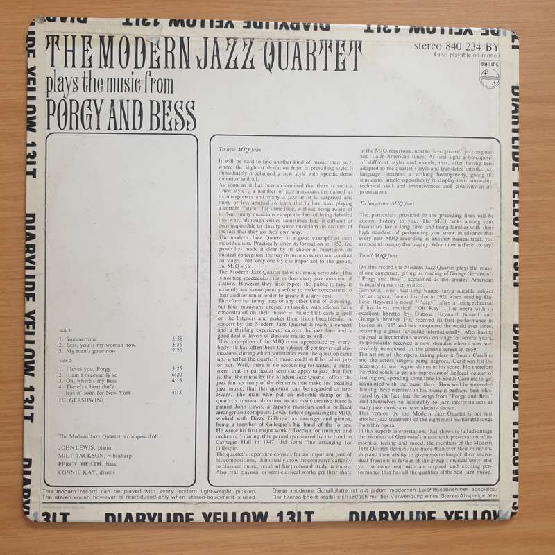 The Modern Jazz Quartet  Plays The Music From Porgy And Bess (Holland Pressing)  Vinyl LP R...