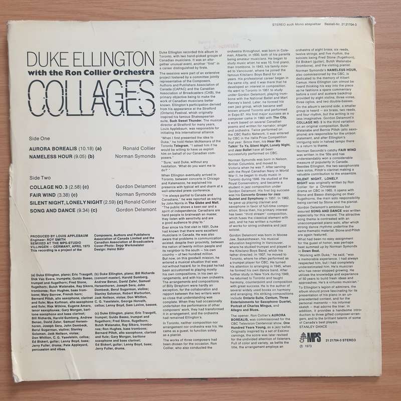 Duke Ellington With The Ron Collier Orchestra  Collages (Germany Pressing) - Vinyl LP Record -...