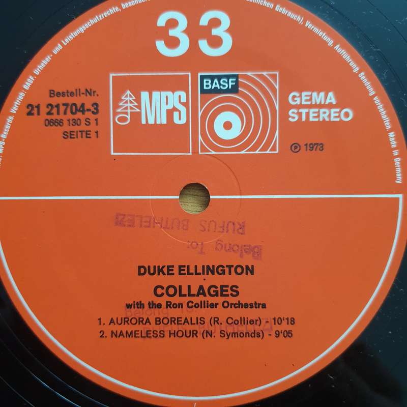 Duke Ellington With The Ron Collier Orchestra  Collages (Germany Pressing) - Vinyl LP Record -...