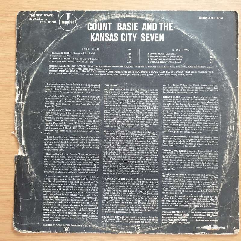 Count Basie And The Kansas City 7  Count Basie And The Kansas City 7 - Vinyl LP Record - Good+...