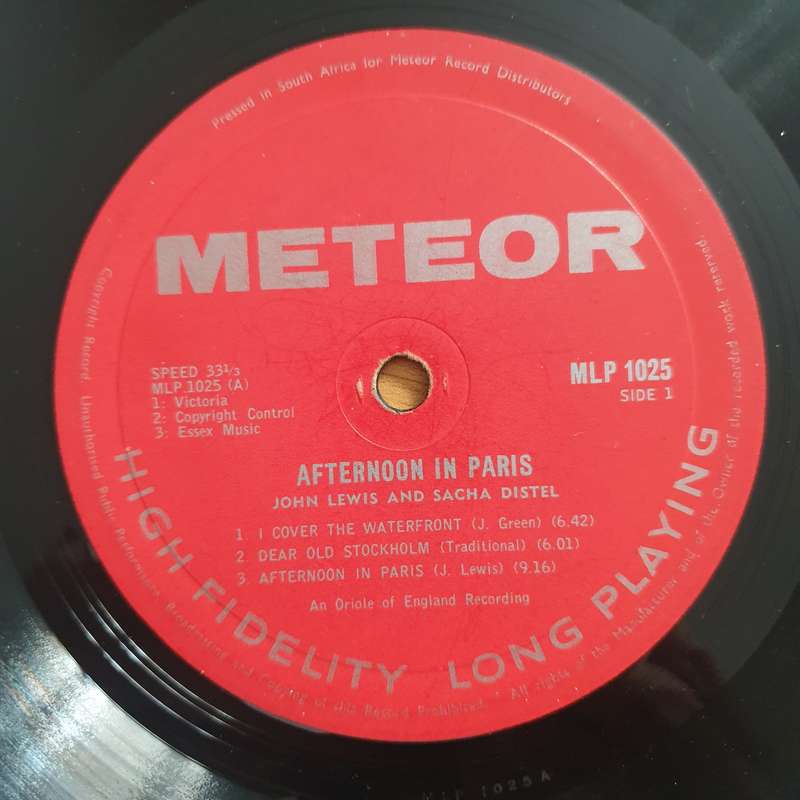 John Lewis & Sacha Distel  Afternoon In Paris -  Vinyl LP Record - Very-Good Quality (VG) (verry)