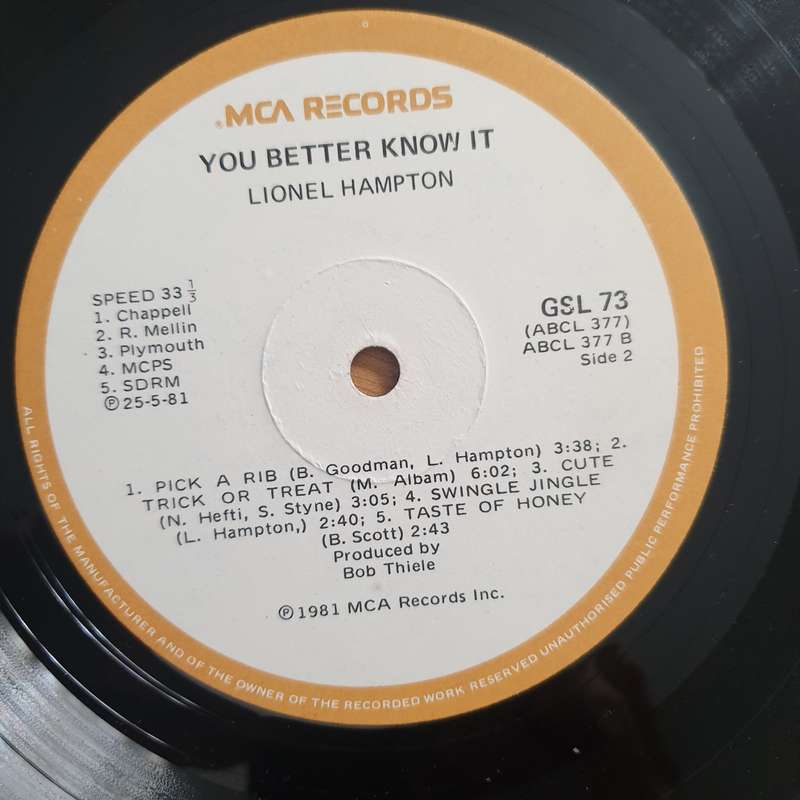 Lionel Hampton  You Better Know It!!! - Vinyl LP Record - Very-Good+ Quality (VG+) (verygoodplus)