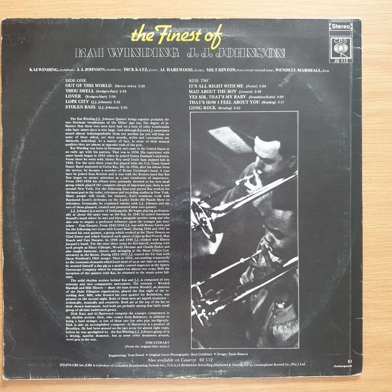 Kai Winding & J.J. Johnson  The Finest Of K & JJ - Vinyl LP Record - Very-Good+ Quality (VG+) ...