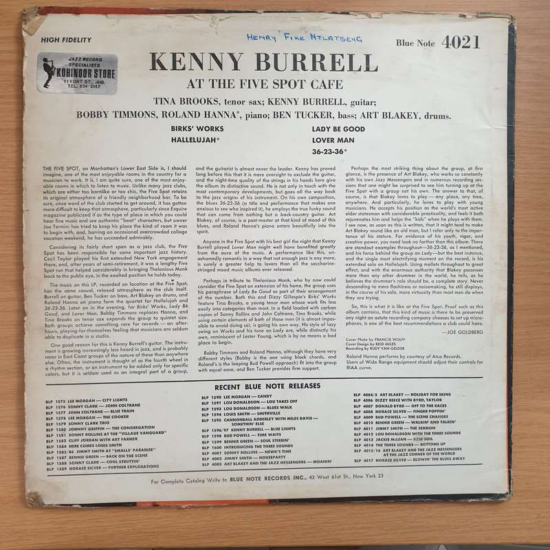 Kenny Burrell With Art Blakey  On View At The Five Spot Cafe - Vinyl LP Record - Very-Good- Qu...