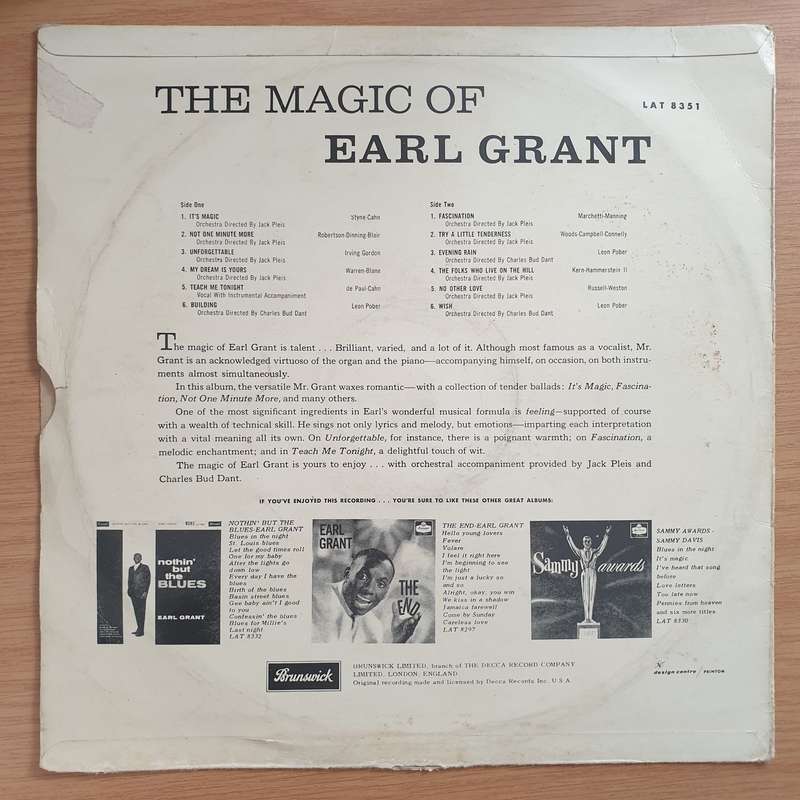 Earl Grant  The Magic Of Earl Grant  Vinyl LP Record - Very-Good+ Quality (VG+) (verygoodplus)