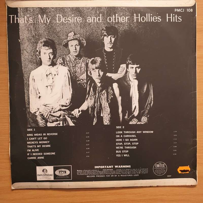 The Hollies  That's My Desire and other Hollies Hits  Vinyl LP Record - Very-Good+ Quality ...