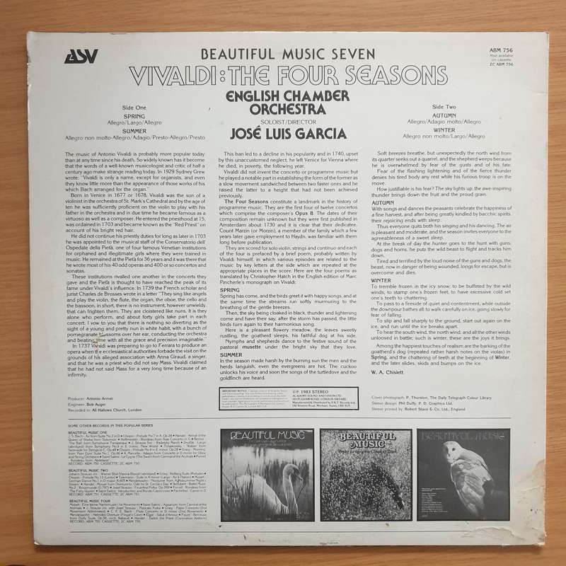 Vivaldi - The Four Seasons - English Chamber Orchestra  Vinyl LP Record - Very-Good+ Quality (...