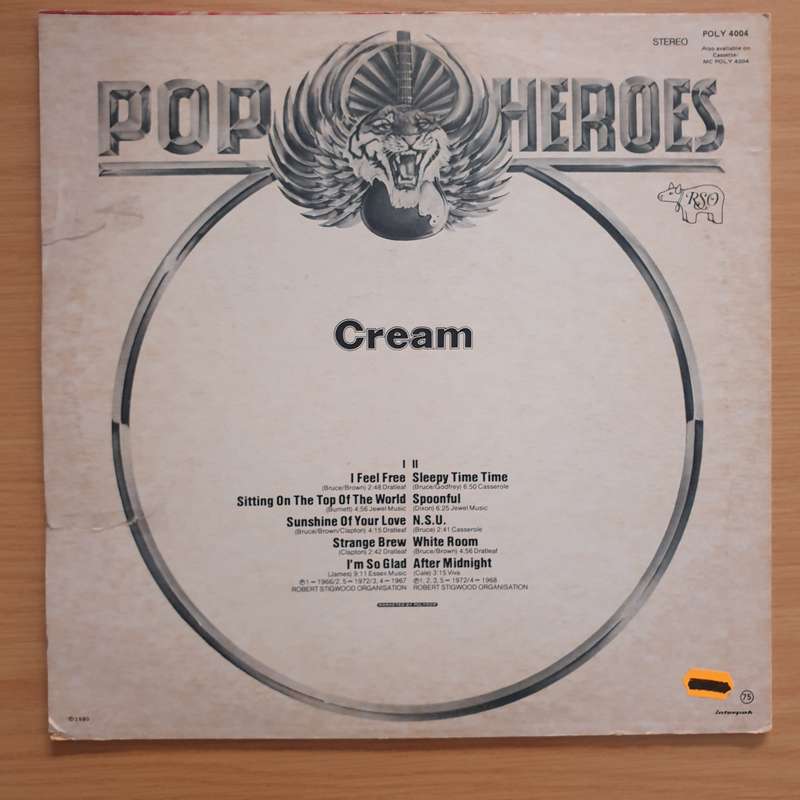Cream  Cream  Vinyl LP Record - Very-Good+ Quality (VG+) (verygoodplus)