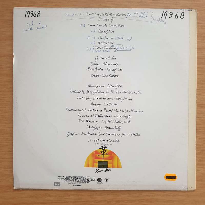 The Eric Burdon Band  Sun Secrets - Vinyl LP Record  (VG+)