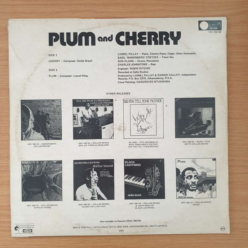 Basil Manenberg Coetzee, Lionel Pillay  Plum And Cherry - Vinyl LP Record - Very-Good+ Quality...
