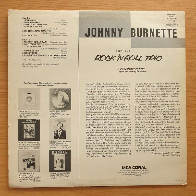 Johnny Burnette And The Rock 'N Roll Trio  Johnny Burnette And The Rock 'N Roll Trio  - Vinyl ...
