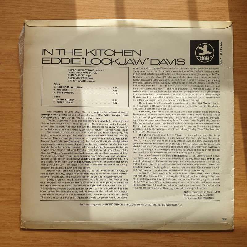 Eddie "Lockjaw" Davis  In The Kitchen  Vinyl LP Record - Very-Good Quality (VG) (verry)