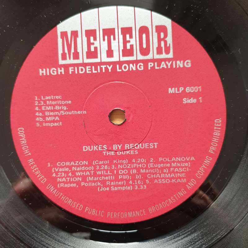 The Dukes  Dukes By Request (Rare) - (Durban Band) - Vinyl LP Record - Very-Good+ Quality (VG+)