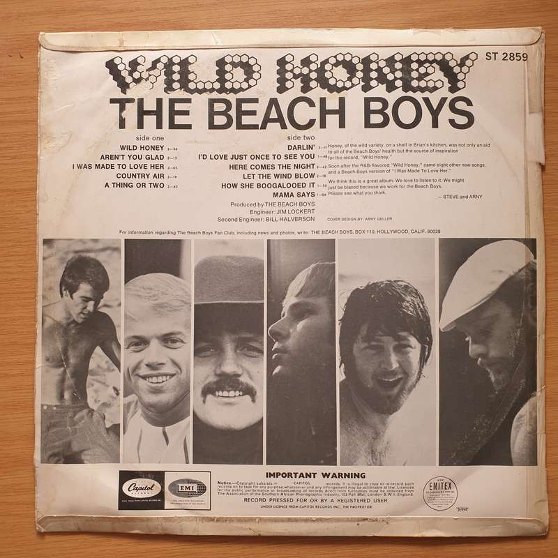 The Beach Boys  Wild Honey  Vinyl LP Record - Very-Good Quality (VG) (verry)