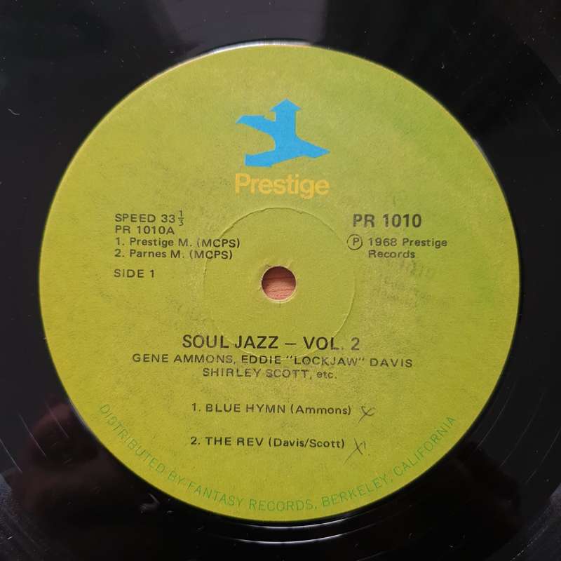 The Prestige All-Stars  Soul Jazz Volume Two  Vinyl LP Record - Very-Good Quality (VG) (verry)