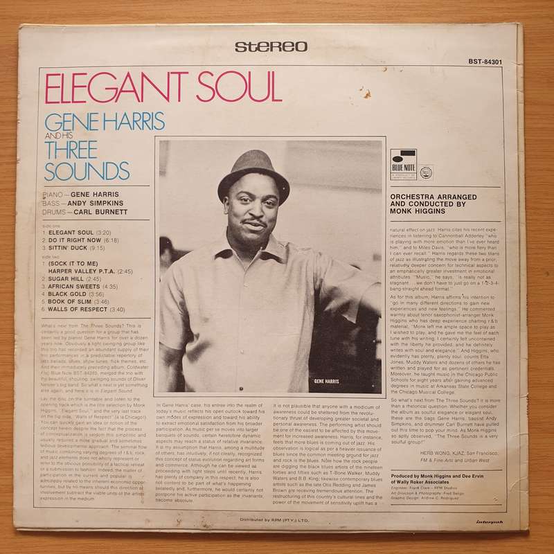 Gene Harris And His Three Sounds  Elegant Soul  - Vinyl LP Record - Very-Good- Quality (VG-) (...