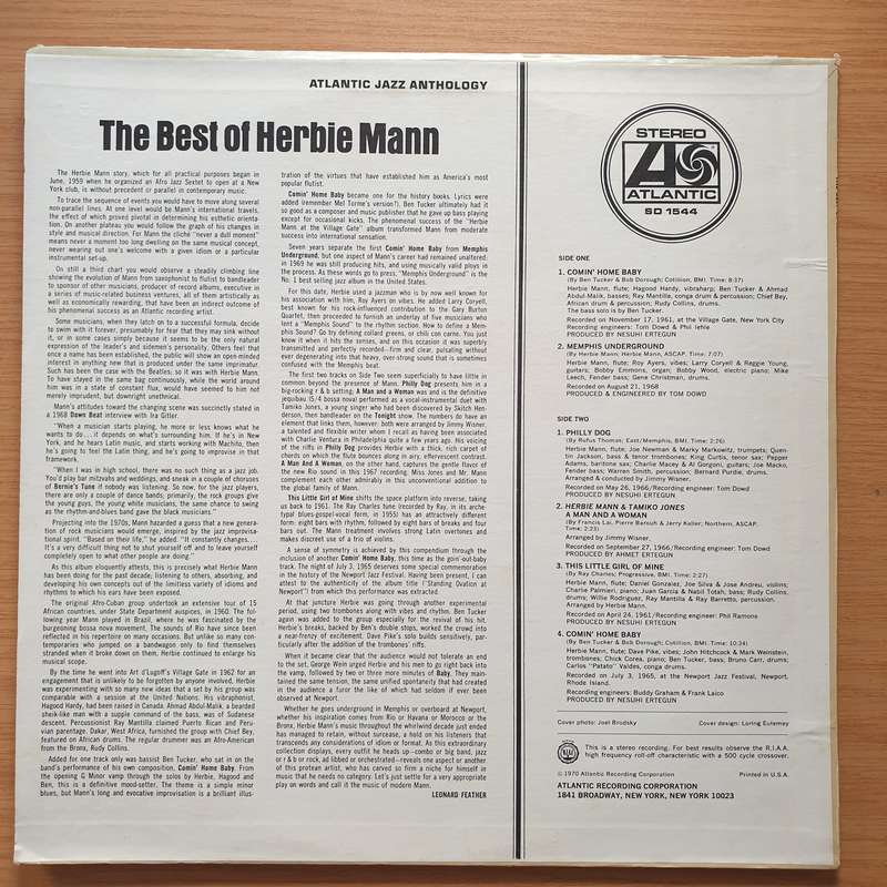 Herbie Mann  The Best Of Herbie Mann - Vinyl LP Record - Very-Good+ Quality (VG+)