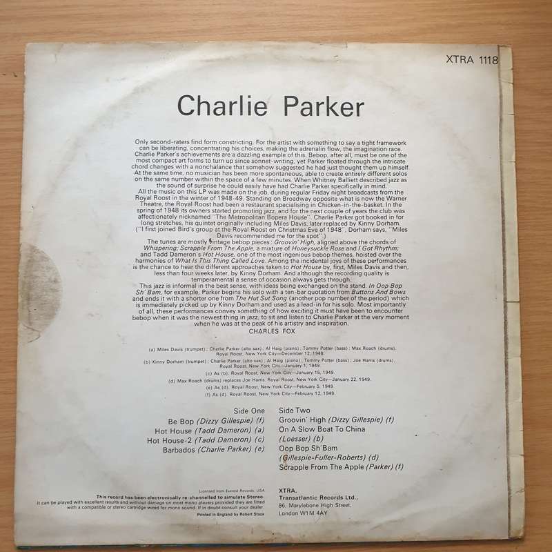 Charlie Parker  Charlie Parker Volume II - Vinyl LP Record - Very-Good+ Quality (VG+)