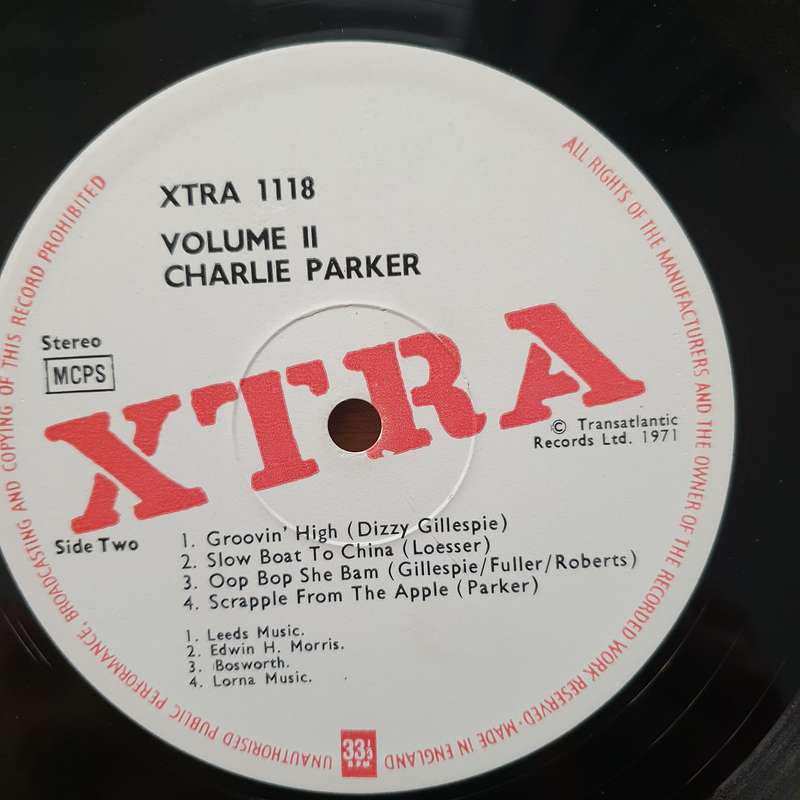 Charlie Parker  Charlie Parker Volume II - Vinyl LP Record - Very-Good+ Quality (VG+)