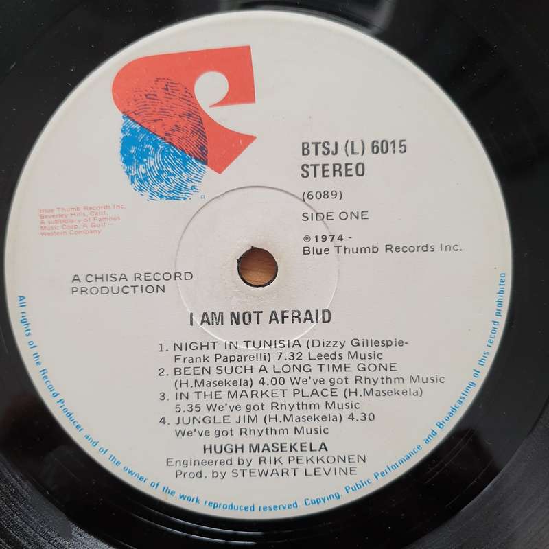 Masekela  I Am Not Afraid  Vinyl LP Record - Very-Good Quality (VG) (verry)