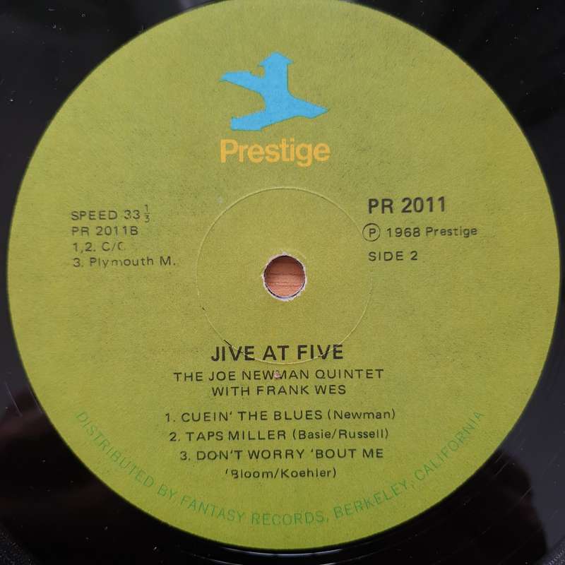 The Joe Newman Quintet Featuring Frank Wess  Jive At Five  Vinyl LP Record - Very-Good Qual...