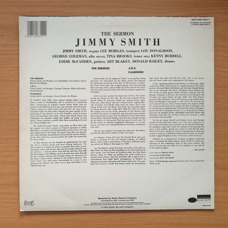 Jimmy Smith  The Sermon! - Vinyl LP Record - Very-Good+ Quality (VG+)