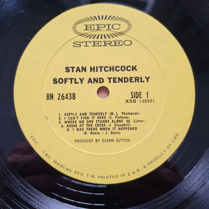 Stan Hitchcock  Softly And Tenderly - Vinyl LP Record - Very-Good+ Quality (VG+)