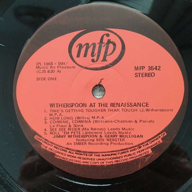 Jimmy Witherspoon  Sings The Blues - Vinyl LP Record - Very-Good+ Quality (VG+)