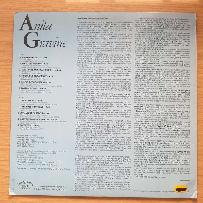 Anita Gravine  Dream Dancing - Vinyl LP Record - Very-Good+ Quality (VG+)