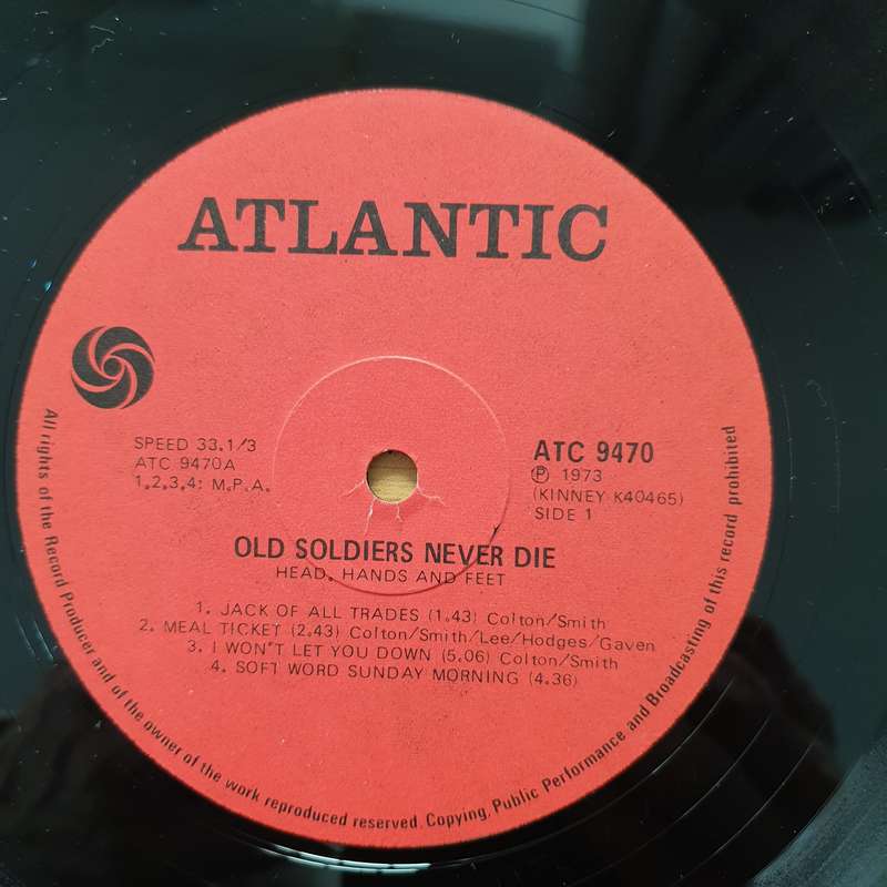 Heads Hands & Feet  Old Soldiers Never Die (with lyrics) - Vinyl LP Record - Very-Good+ Qualit...