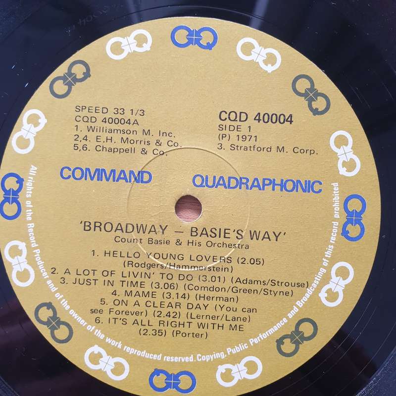 Count Basie And His Orchestra  Broadway Basie's...Way - Quadraphonic - Vinyl LP Record - Very-...