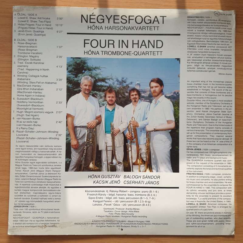 Hőna Harsonakvartett  Négyesfogat (Hungary) - Vinyl LP Record - Very-Good+ Quality (VG+)