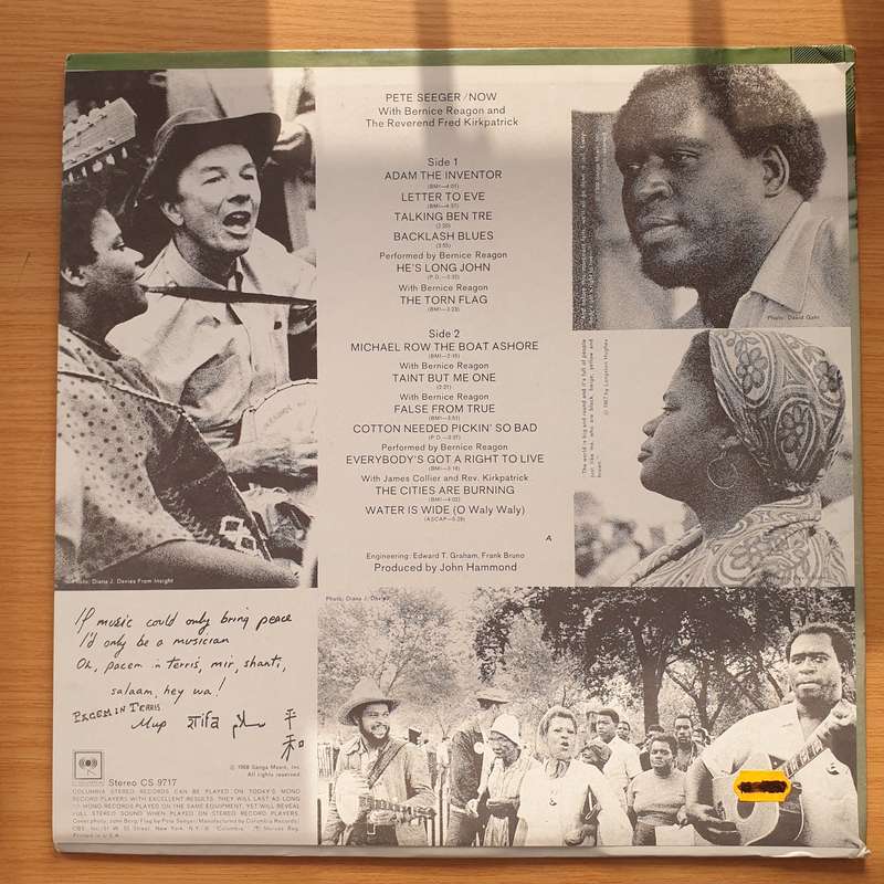 Pete Seeger With Bernice Reagon & The Reverend Fred Kirkpatrick  Now - Vinyl LP Record - Very-...