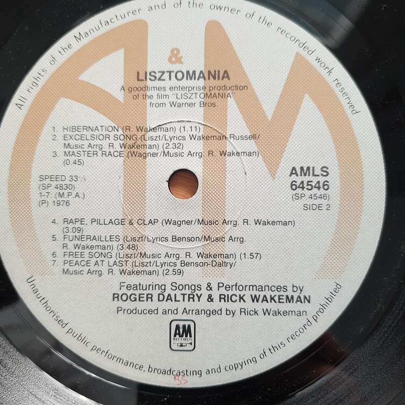 Rick Wakeman  Lisztomania - Vinyl LP Record - Very-Good+ Quality (VG+)