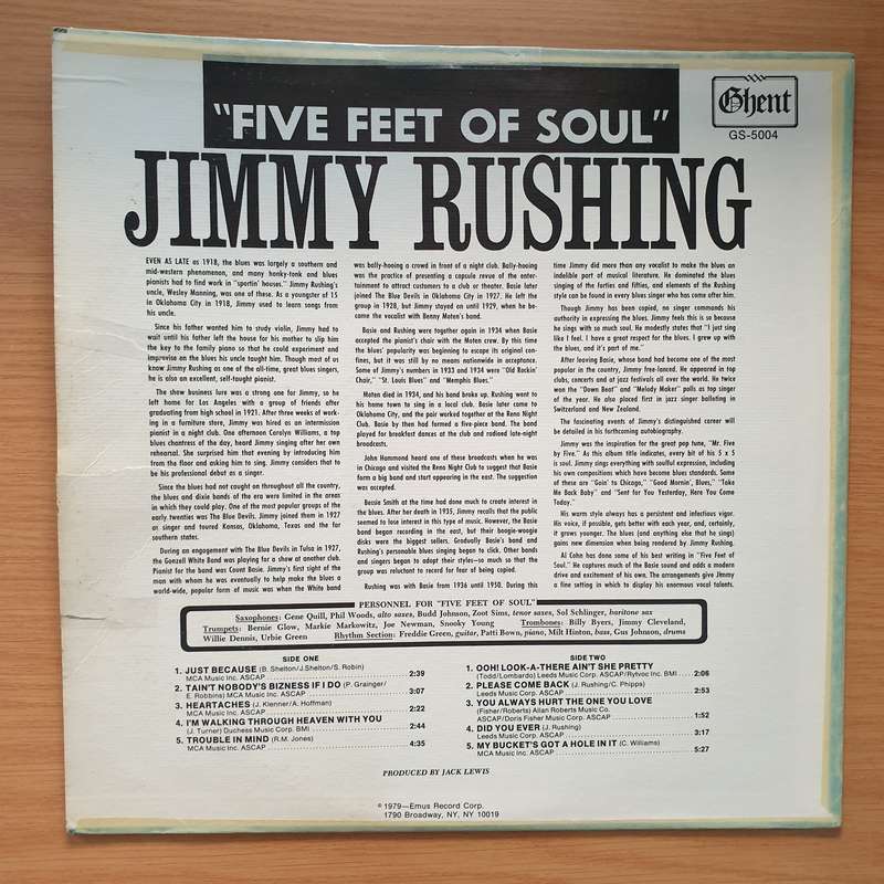 Jimmy Rushing  Five Feet Of Soul - Vinyl LP Record - Very-Good+ Quality (VG+) (verygoodplus)