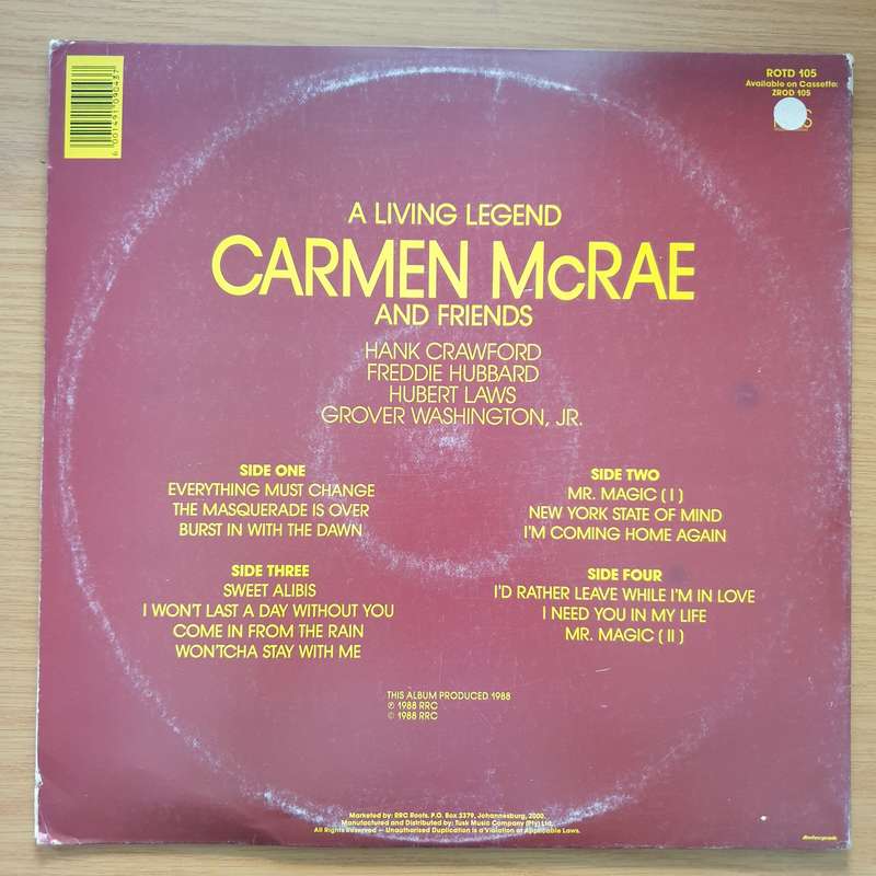 Carmen McRae - A living Legend - Vinyl LP Record - Very-Good+ Quality (VG+) (verygoodplus)