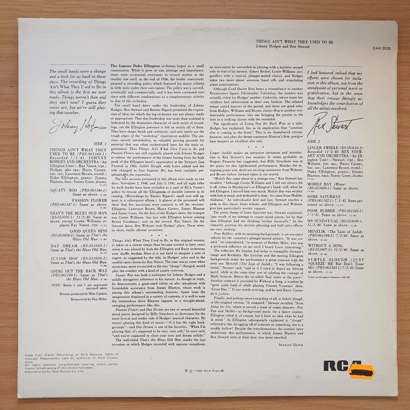 Johnny Hodges / Rex Stewart  Things Ain't What They Used To Be - Vinyl LP Record - Very-Good+ ...
