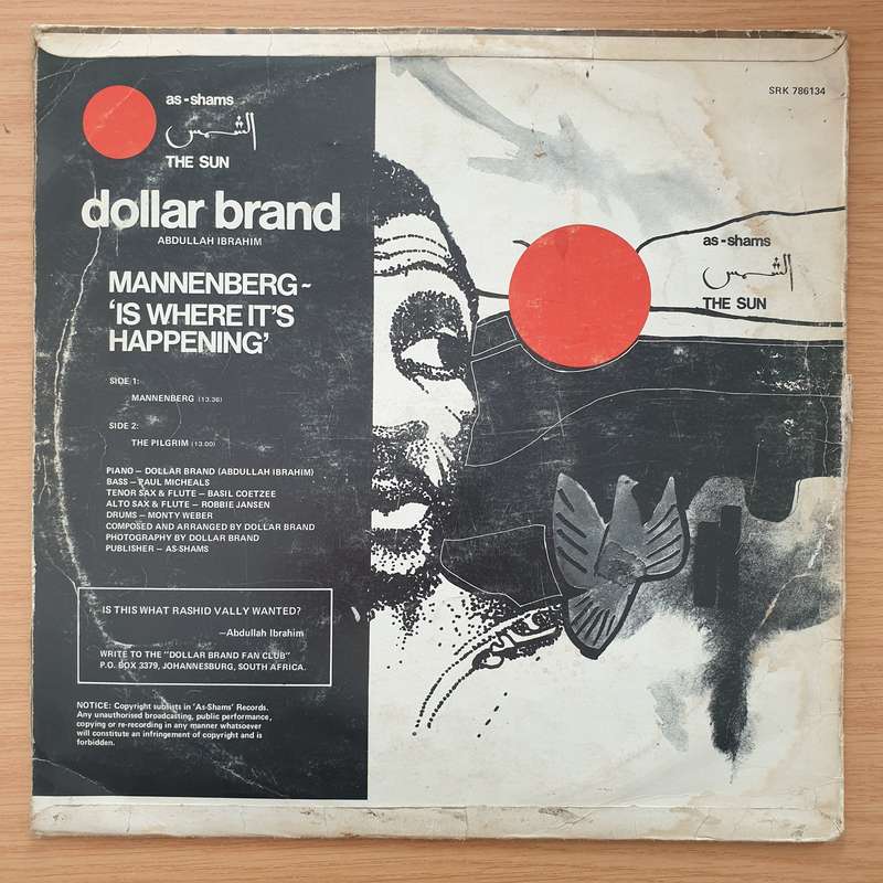 Dollar Brand  Mannenberg ~ 'Is Where It's Happening'   Abdullah Ibrahim - Vinyl LP Record  ...