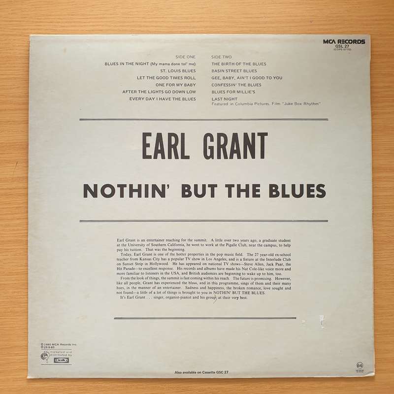 Earl Grant  Nothin' But The Blues - Vinyl LP Record - Very-Good+ Quality (VG+) (verygoodplus)