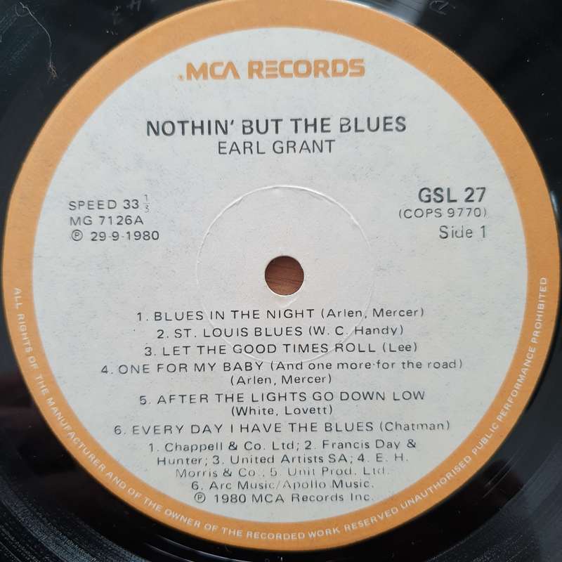 Earl Grant  Nothin' But The Blues - Vinyl LP Record - Very-Good+ Quality (VG+) (verygoodplus)